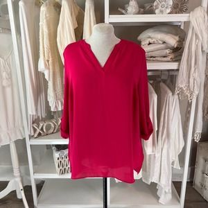 EST. 1946, women's plus size 18/20 pink tunic length blouse lace shoulders #1415